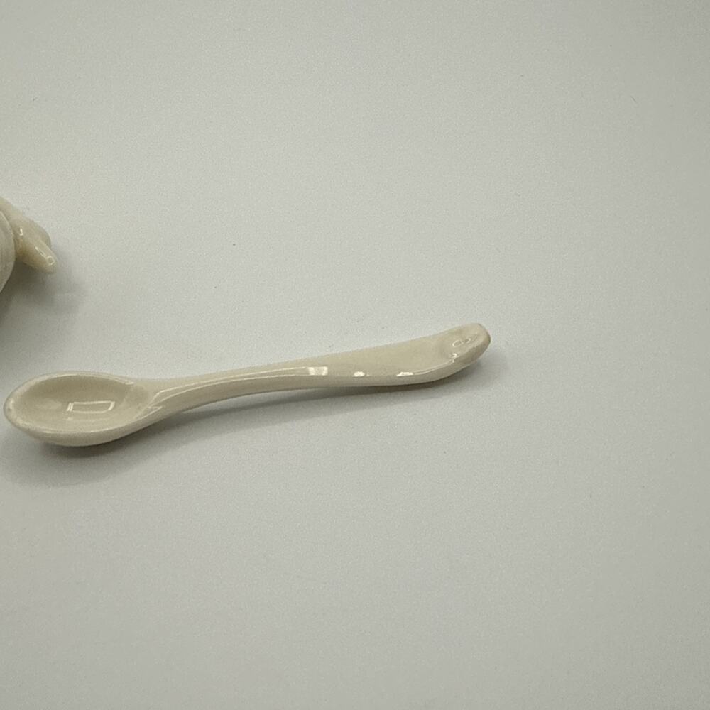 Vintage Lenox Ivory Porcelain Swan Salt Cellars Open Salts Set of 2 With Spoon - Picture 5 of 7